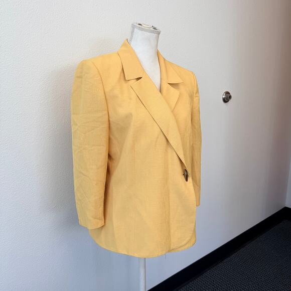 Le Suit Womens Yellow Single Button Long Sleeve Professional Blazer Jacket Sz 10 - Picture 4 of 10